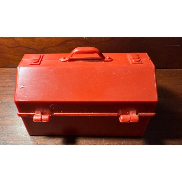 Vintage Small Red Plastic Tool Chest 6 Different Interchangeable Drivers Toolbox - Picture 2 of 5